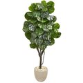 Nearly Naturals 67 in. Fiddle Leaf Fig Artificial Tree in Sand Stone Planter 9411